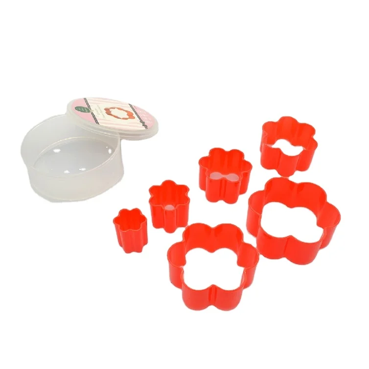 Kingforce Food grade 6pcs unique flower shape plastic cake mold cookie cutter set