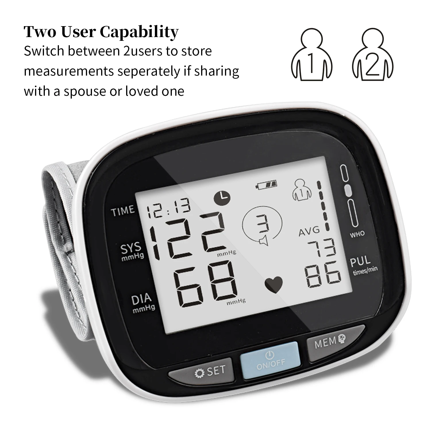 
Wholesale Automatic Digital Health Care Medical Devices Equipment Wrist Blood Pressure Monitor 