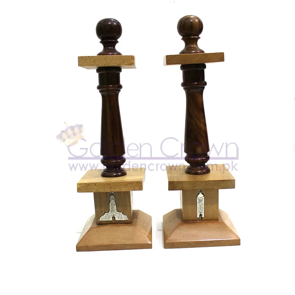 Masonic Wooden Column with Senior and Junior warden jewels | Masonic Column Supplier