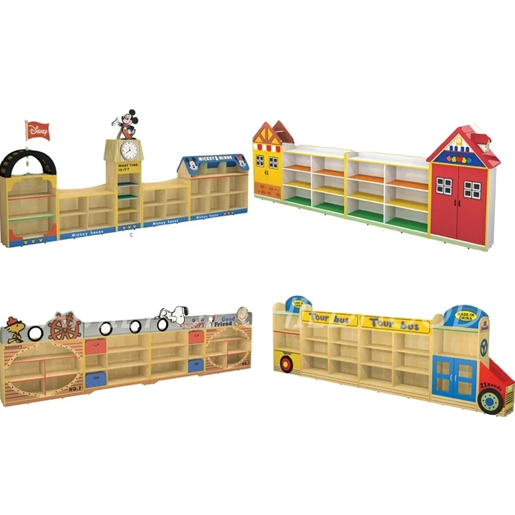 Деревянный шкаф для дошкольников с мультяшным дизайном мебель детский игрушечный