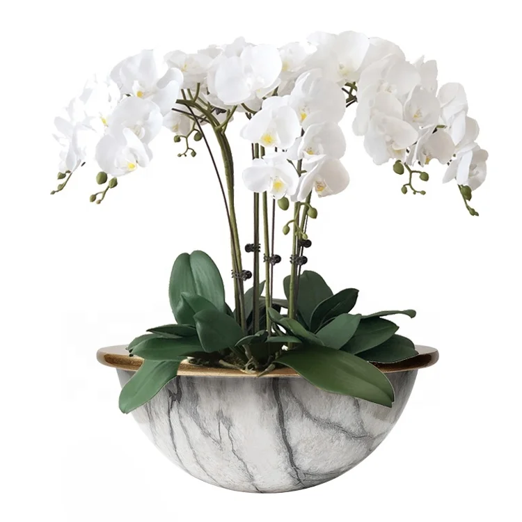 Home Decorative Customized Logo Ball Shape Marble Fiberglass Succulent Flower Pot
