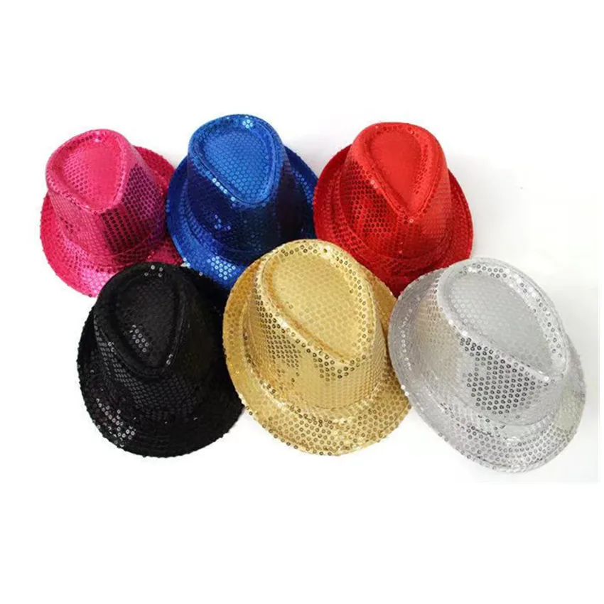 Newest Design Women Christmas Halloween Party Light-up Toys Fashion Jazz hat led Sequin hats