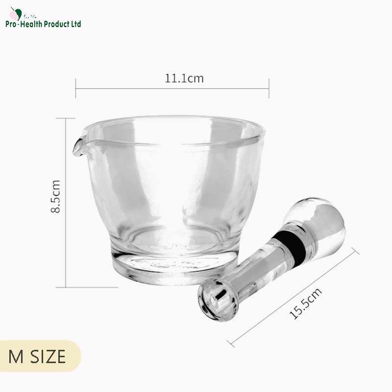 8oz Glass Mortar and Pestle Bowl, Medicine Grinder and Mixer for Pharmacy or Science Lab