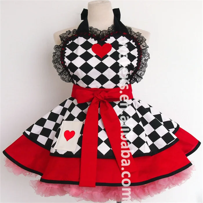 Fashion personalized custom European sexy lace aprons royal court princess peach heart lace dress long interesting Ladies aprons