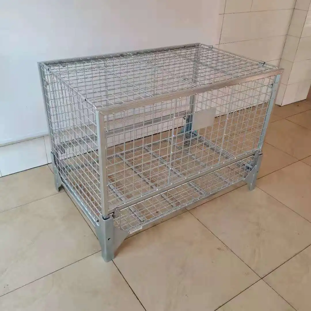1200X756X800mm Heavy Duty Steel Wire Mesh Warehouse Roll Cages with Lid