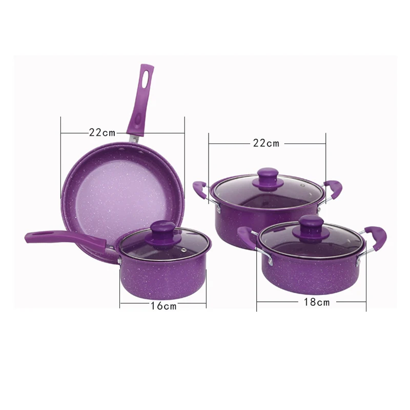 Household color non-stick soup pot + frying pan + milk pot + stew pot 13-piece cookware set