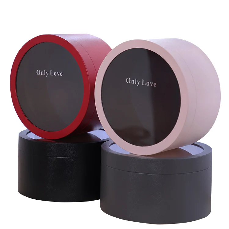 Custom design printed cardboard paper round flower box gift packaging box