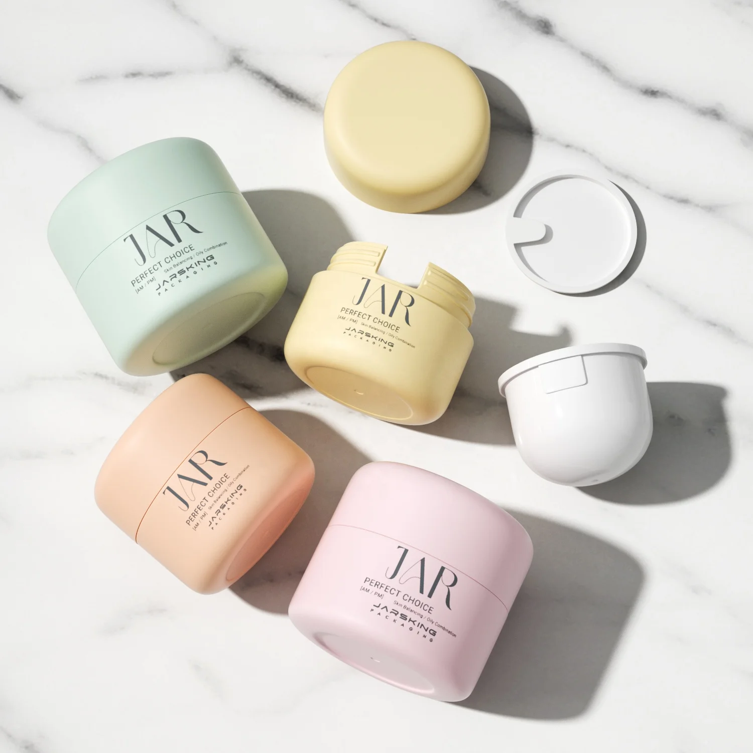 Wholesale Empty Plastic Cosmetic Cream Jars With White Lids 30g 50g Refillable Inner Jar Eco Friendly Cosmetic Jars