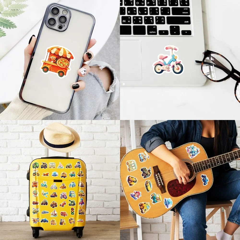 50pcs Various Vehicles Stickers, Japanese Anime-style Graffiti , Motorcycle Cars, Decorative Luggage Cups Stickers, T01042168