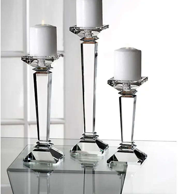 Clear Color Custom Tall Cylinders Single Holder Wedding Table Decoration Candlestick Crystal Candle Holders