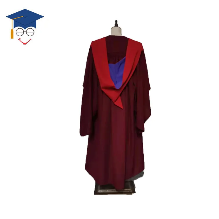 
Custom UK University Of PHD Graduation Gown And Velvet 6 Tams 
