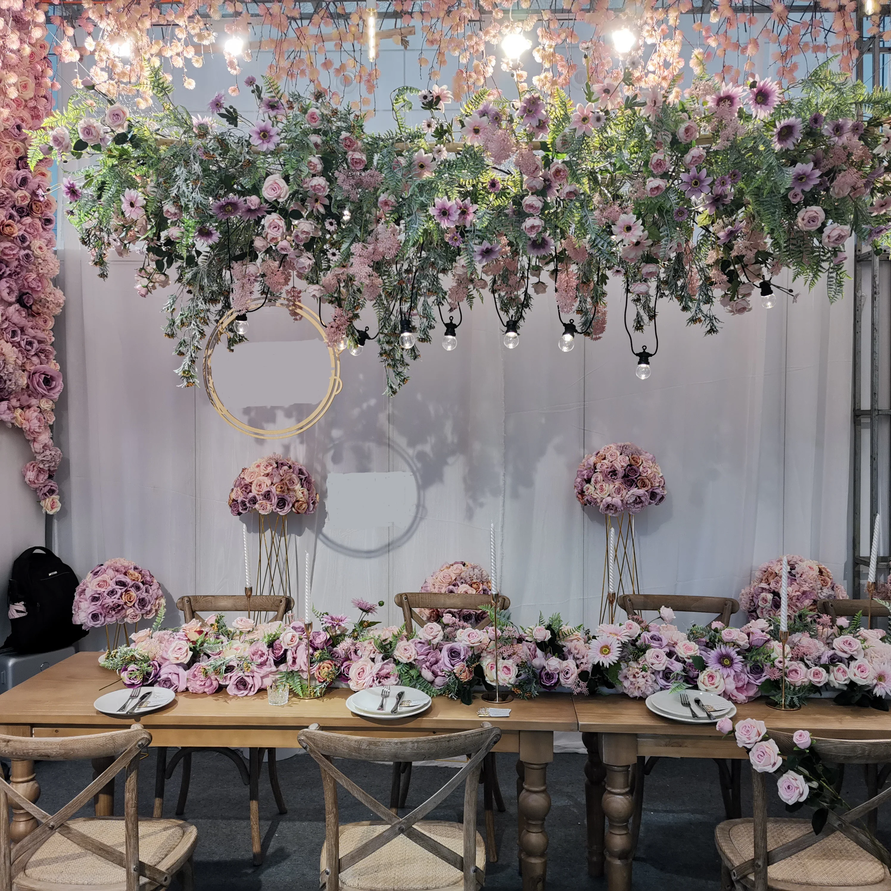 A-1156 популярное событие, украшенные цветочным настольная дорожка белый шелк искусственный цветок настольная дорожка свадебная АРКА цветок