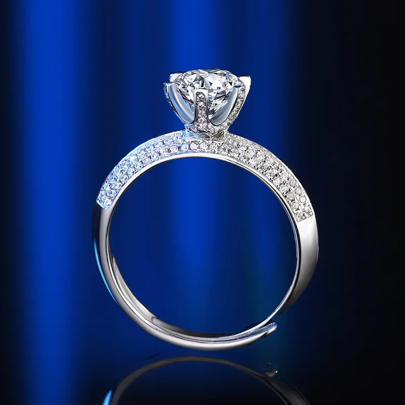 Factory price 1 1.5 2 CT carat Moissanite Diamond Big Solitaire Wedding Ring for Women 925 Sterling Silver Luxury Jewelry