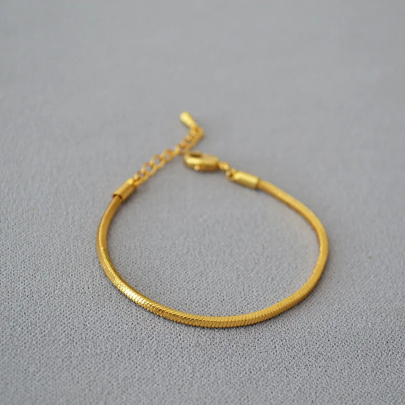 Minimalist Jewelry Bracelets Fine Jewelry Brass Gold Plated Snake Chain Bracelet