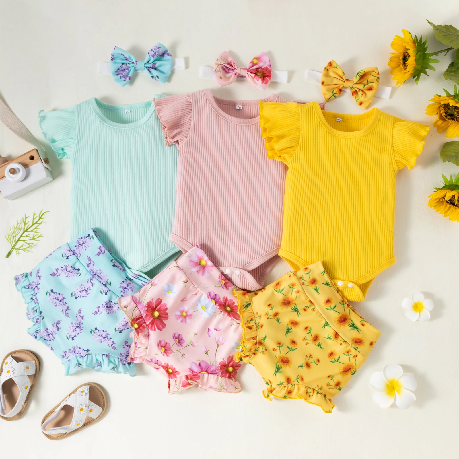 Wholesale Newborn Baby Clothes Summer Short Sleeve Baby Rompers Organic Cotton Bodysuit For Baby