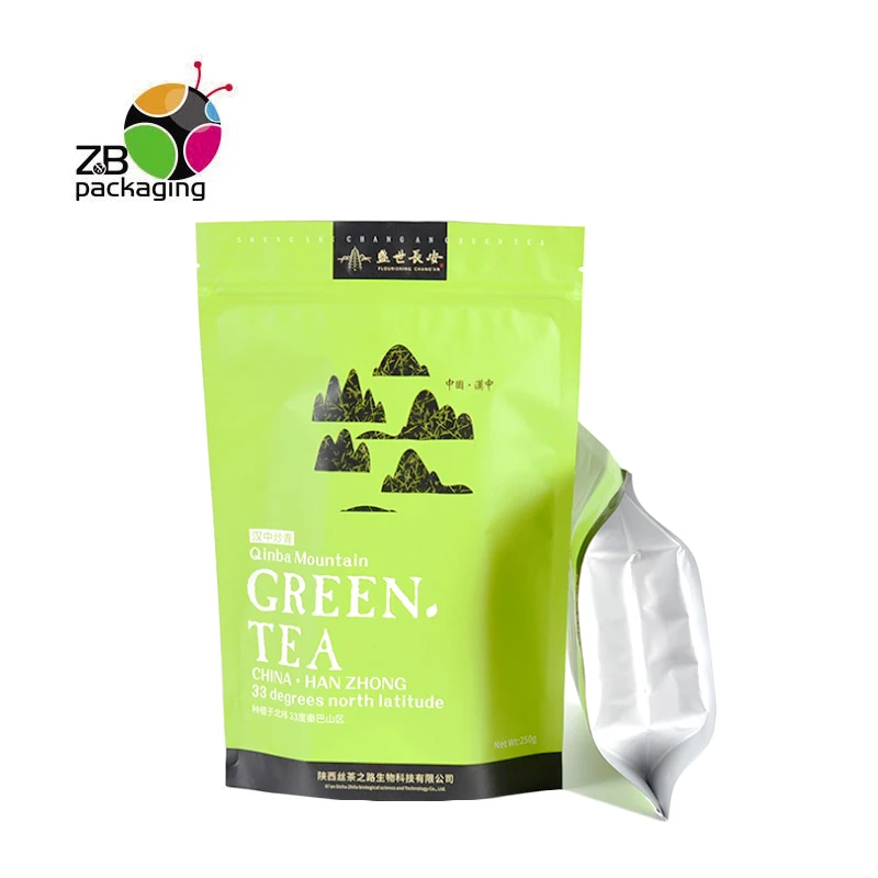 custom print resealable aluminum foil stand up zip lock mylar bags tea packaging bags