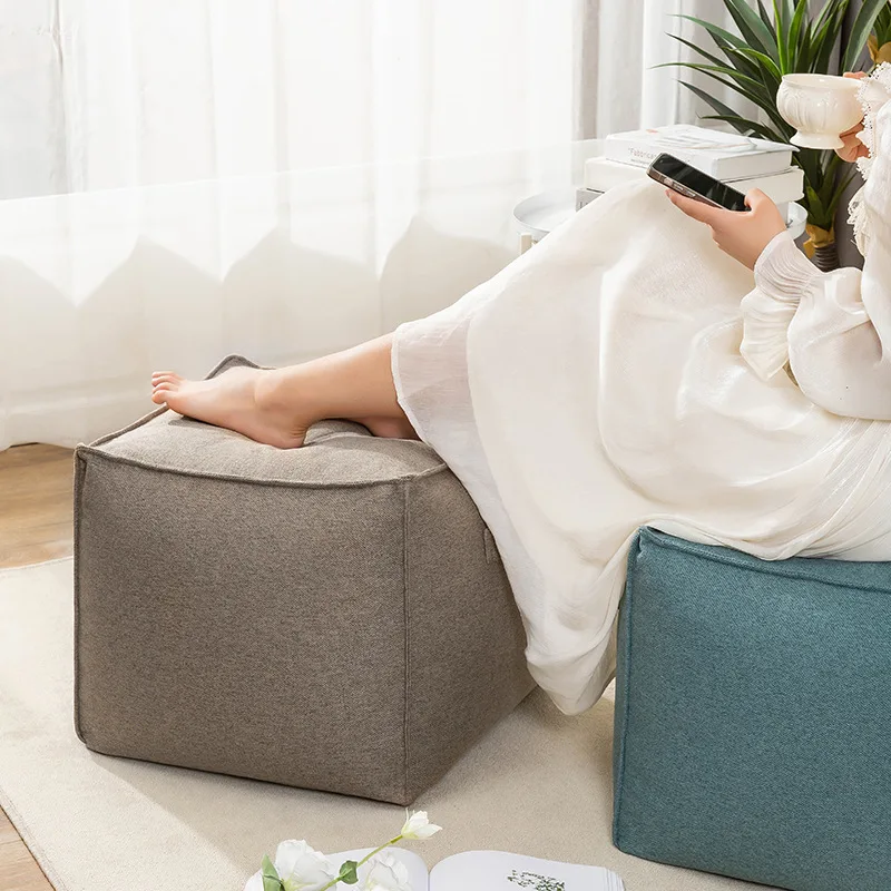 Factory Supply Storage Bean Bag Reading Leisure Time Pouf Ottoman Home Decor Floor Cushion Detachable Foot Rest Footstool Pouffe