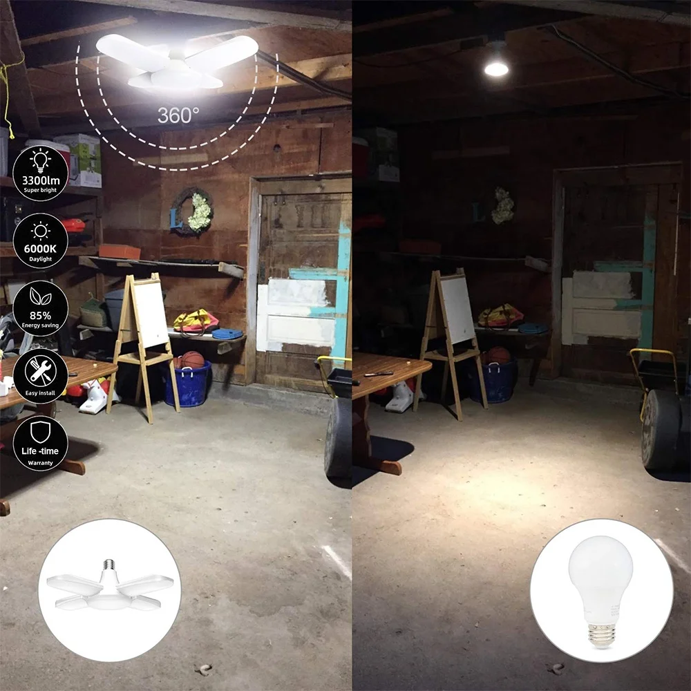 Лидер продаж Amazon, светодиодный потолочный светильник highbay 60 Вт для чердака, добычи дома, подвала, магазина, парковочного освещения, деформируемая упаковка, потолочный светильник для гаража, мастерской