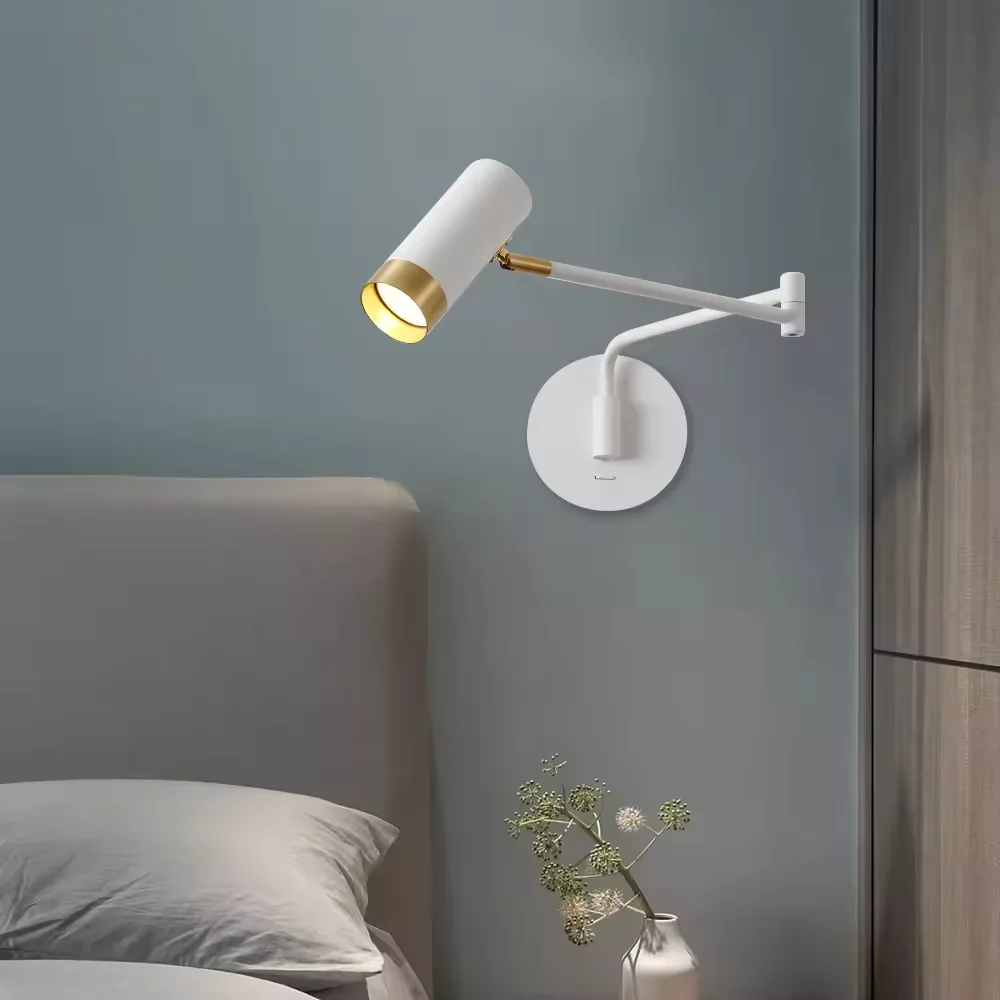 Nordic led retractable wall lamps long arm adjustable reading wall light interior home decoration bedside bedroom wall lamp