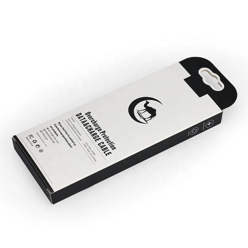 Пользовательский художественный бумажный usb-кабель кабель для передачи данных упаковочная коробка с отверстием вешалки
