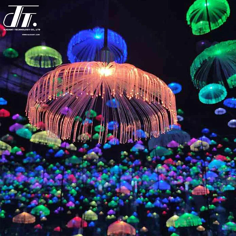 Theme park lighting outdoor waterproof easy installation LED fiber optic jellyfish lamp