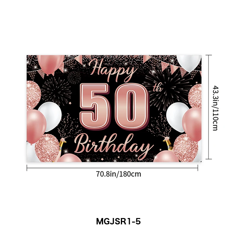 Rose Gold Happy 30th 50th Birthday Banner Backdrop Decorations for Girls Women Pink Happy Birthday Theme Party Sign Supplies