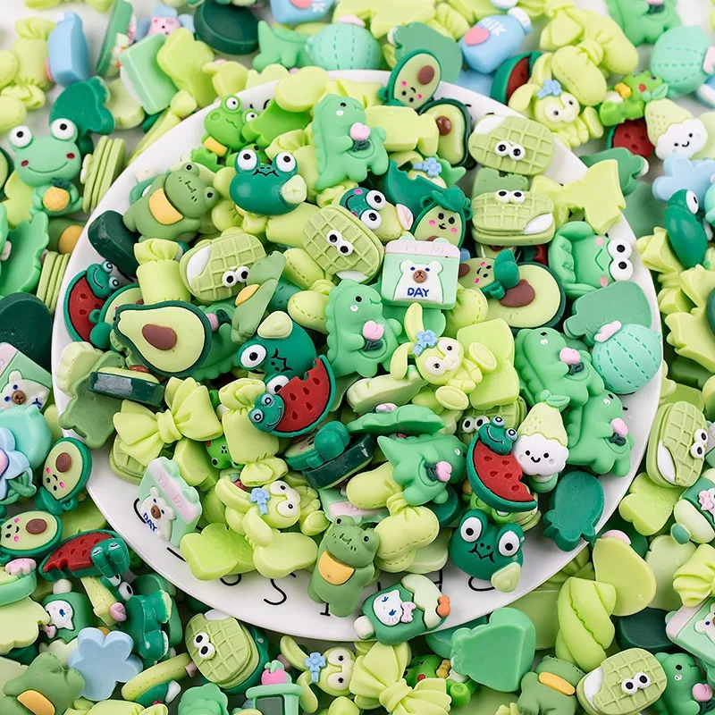 100Pcs Cartoon Color Series Random Mixed Resin  Charm for DIY Decorative Accessories