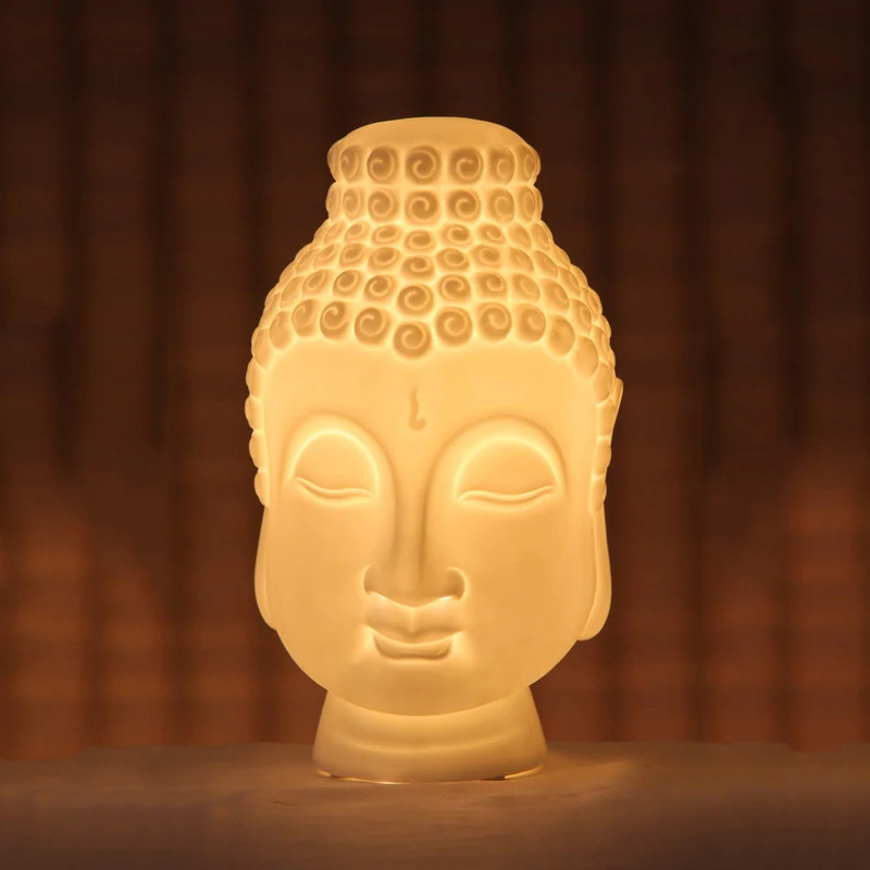 Горячая Распродажа буддистский Настольный Светильник Белый Фарфор Настольная лампа для отеля ручная работа Будда настольная лампа