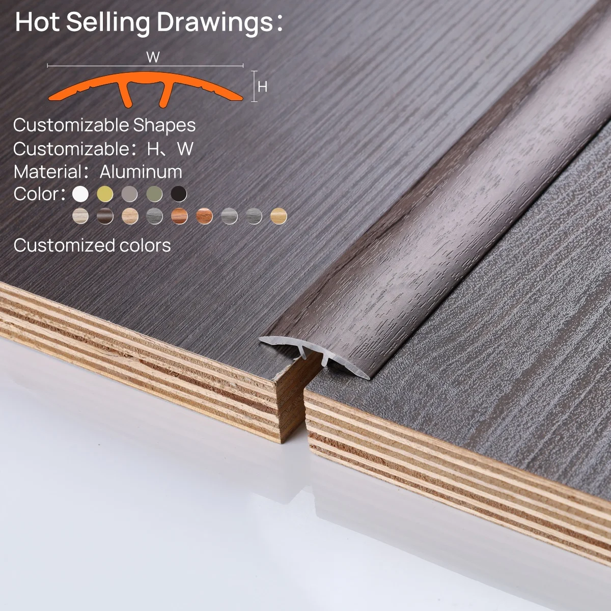 Prolink Metal Custom Factory Flooring Accessories Floor Threshold Strip Protection Aluminum Flexible Floor Transition Trim Strip