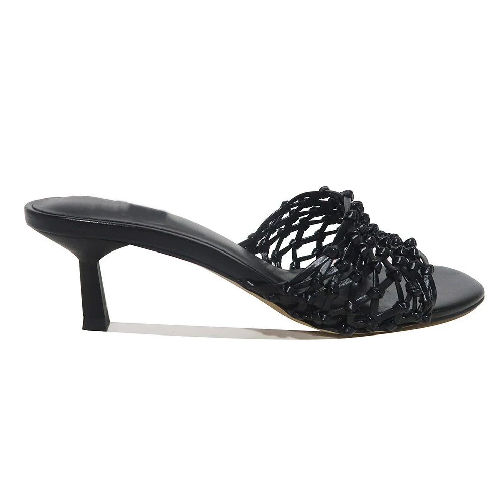 OEM slim mid heel slippers slip on women sandals wholesale factory handmade shoes casual shoes for women