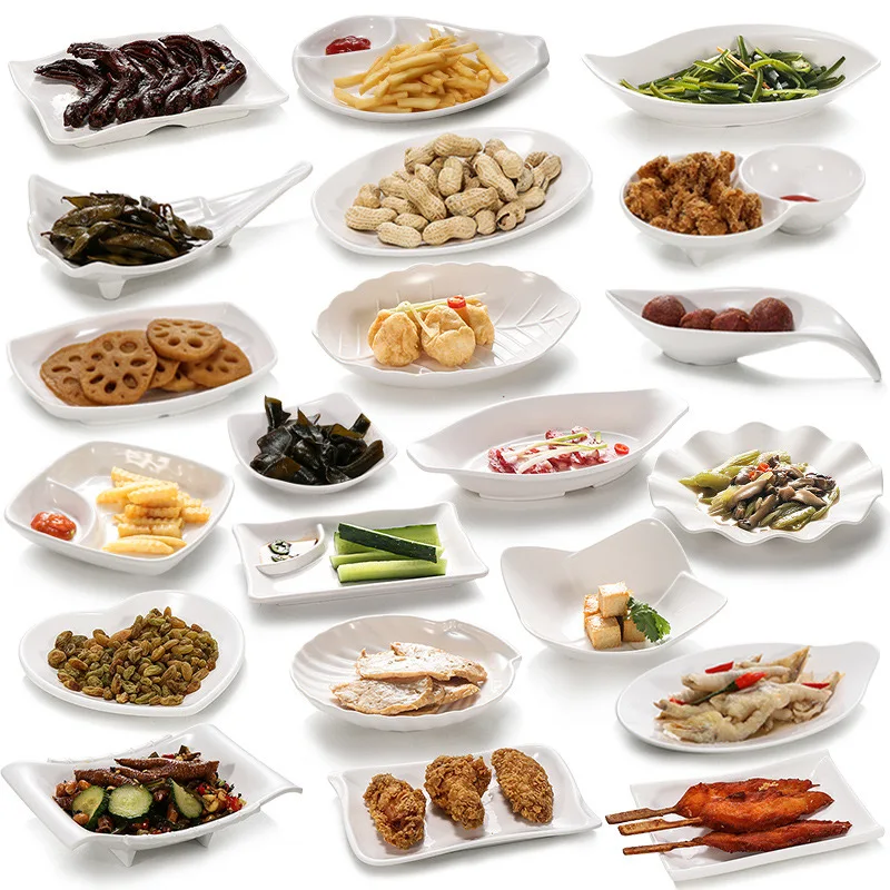A5 melamine plates for  Restaurant buffet Irregular white melamine plates melamine restaurents fish plates