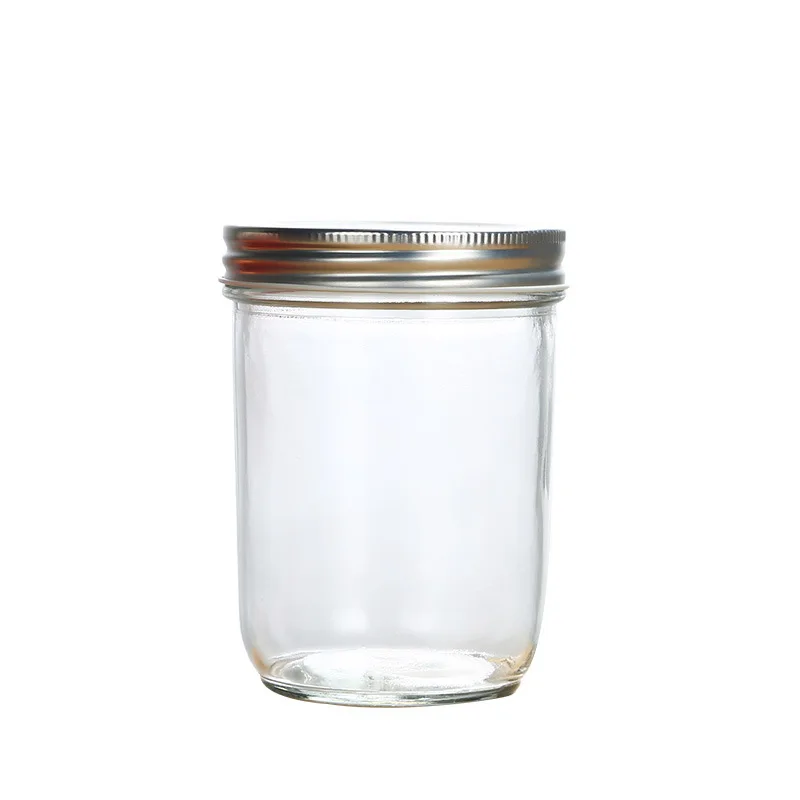 
High quality borosilicate airtight kitchen food cans round glass jam honey pickles jars with lids 