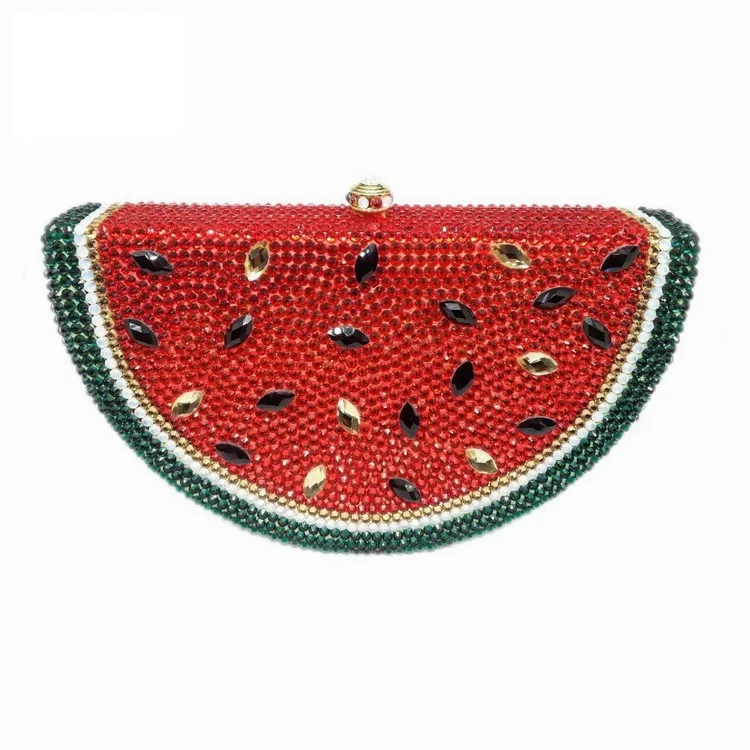 
Bling High Quality Custom Handmade Rhinestone Watermelon Purse Full Crystal Beading Evening Party Clutch Purse Bag Handbag 