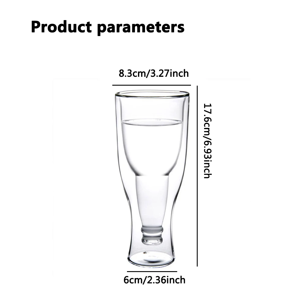 For Beer Lovers Double Wall Upside Down Bottle Design Freezable High Transparency Beer Glasses