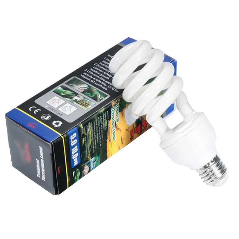 Hot Selling Low Power Consumption Pets Reptile Sun Light 13w/25w Uvb Compact Bulb 5.0 /10.0 Tropical Lamp with E26/E27 Plug