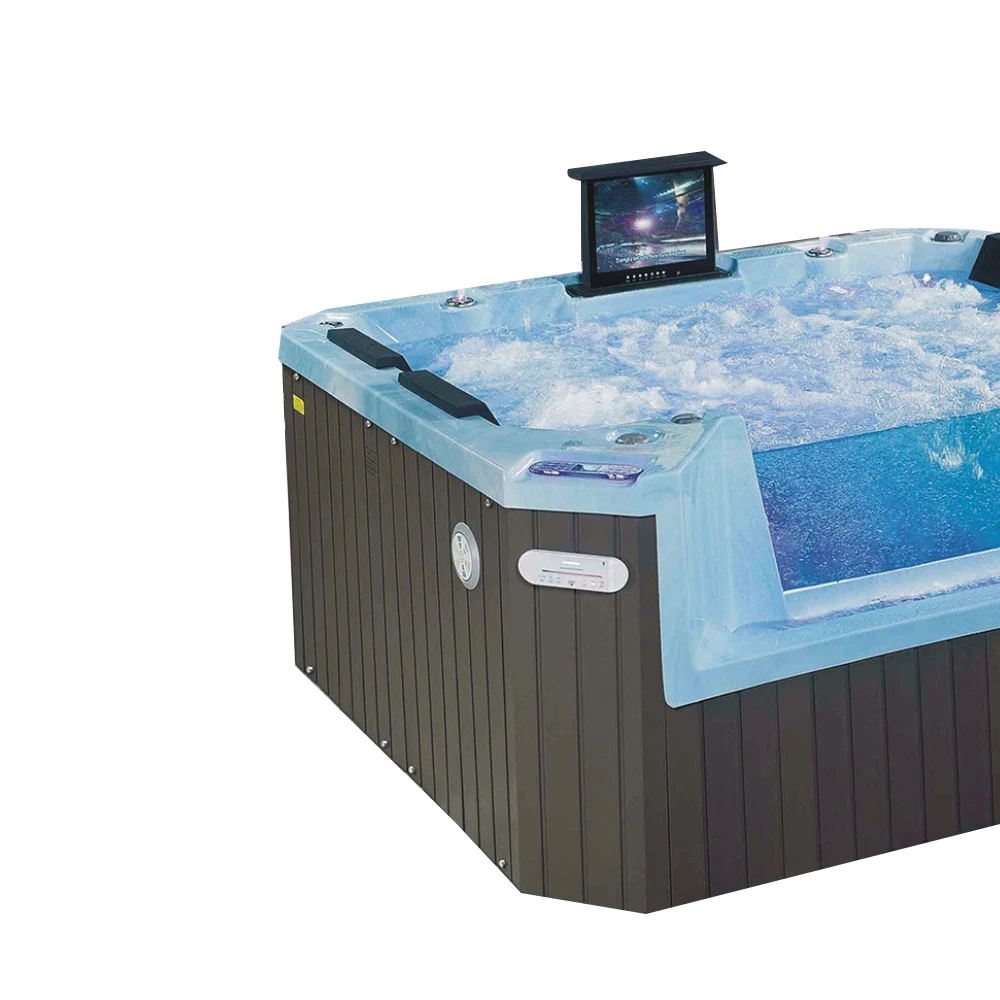 Outdoor white acrylic free standing air bubble massage spa bathtubs