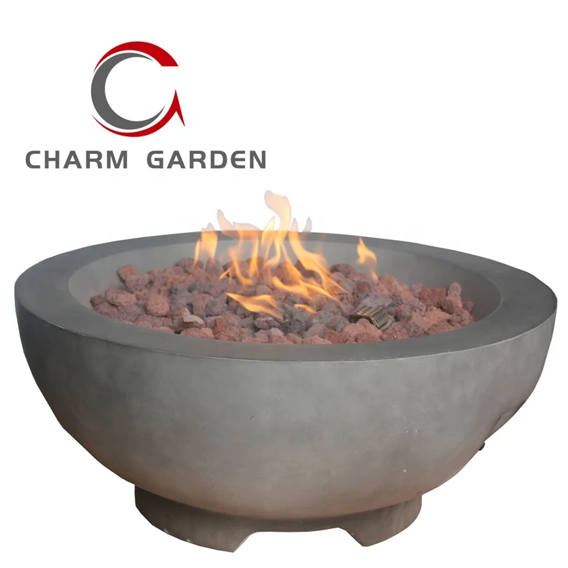 Concrete Tabletop Fire Pit Bowl Mini Personal Fireplace for Indoor and Outdoor Use