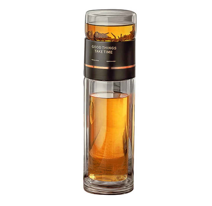 Новое высокое качество термостойкого Небьющийся с двойными стенками стакан воды чая бутылка с чай заварки чая бутылка