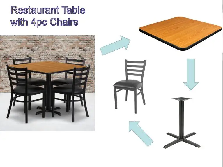 Commercial Restaurant Furniture Dining Table Set For 4 Restaurant Cafe Sets Modern Fast Food Metal Seating Wood Tables