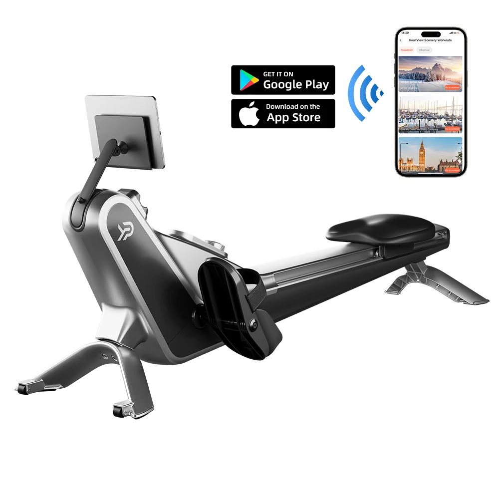 YPOO air rowing machine home use fitness equipment rower magnetic control LED screen with YPOOFIT APP
