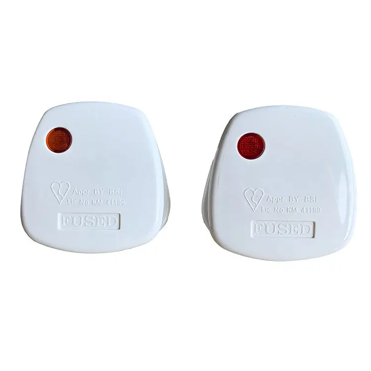 Power Industrial 3 Flat Pin 13A White Indicator Light Fuse Top Electric BS 13A UK Top Plug Fused