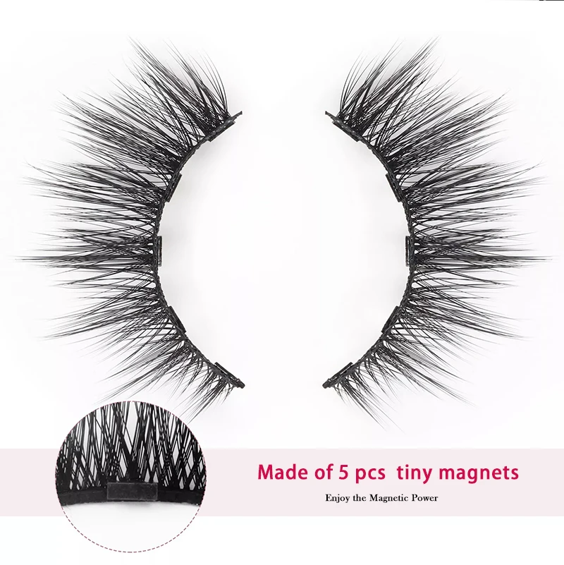 Droshipping 10 pair black natural look silk synthetic fiber magnetic eyelashes with eyeliner set