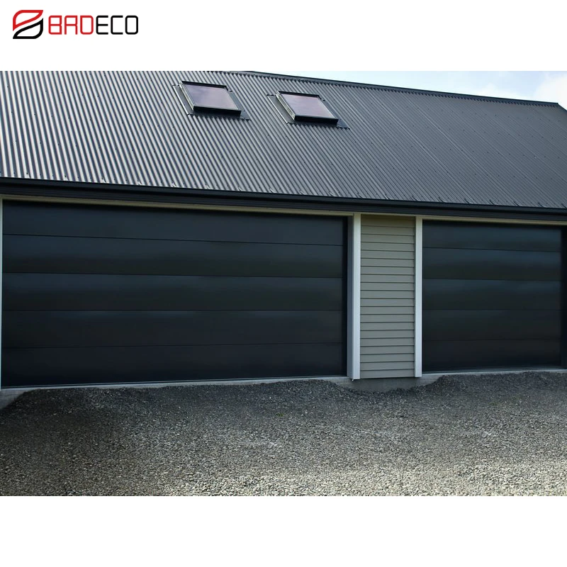 Prevent Hand Pinch Easy Installation Sectional Overhead PU Black Automatic Garage Doors