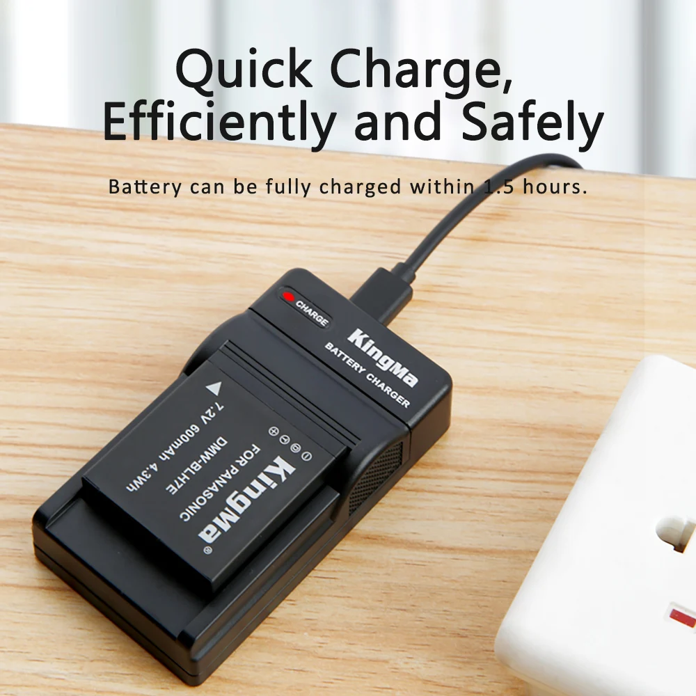 Kingma Lithium Camera Battery Replacement DMW-BLH7E Battery With Micro Usb Charger For Panasonic GM5 GF7 GF8 GF9 Camera