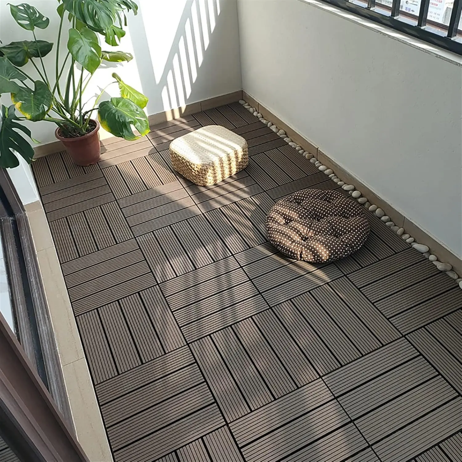 Easy Installation Swimming Pool Wood Plastic Composite DIY WPC Grey Floor Decking Tiles Garden Outdoor