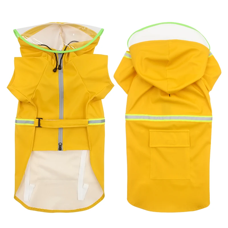 Whole sale Large reflective clothes pet dog rain coat jacket luxury outdoor waterproof raincoat for large dogs
