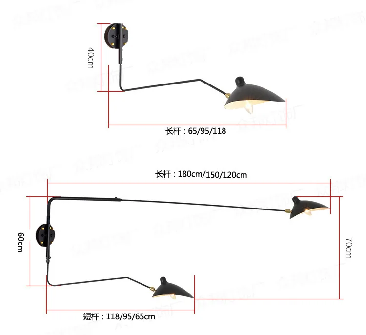 Industrial Creative Rotatable Swing Arm Bracket Sconce Wall Lamp Bedroom Living Room Modern LED Indoor Wall Light