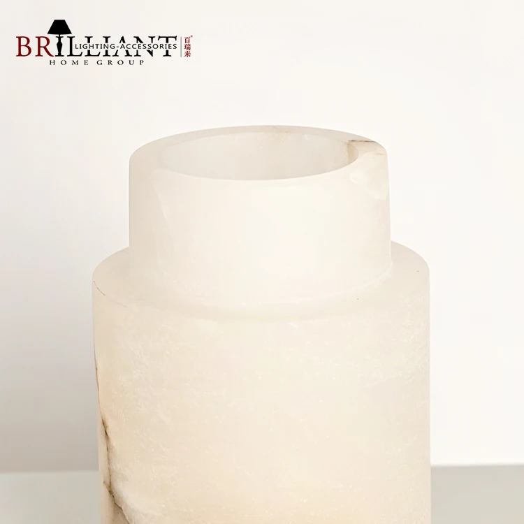 Modern Simple Style Home Art Decorative Living Room Bedroom Column Alabaster Stone Vase