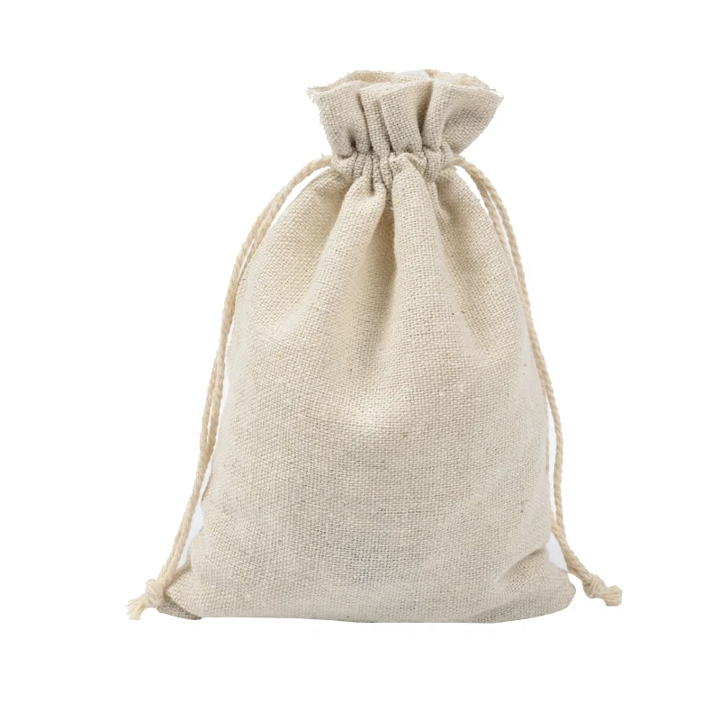 Cloth organic linen cotton drawstring jewelry pouch bag