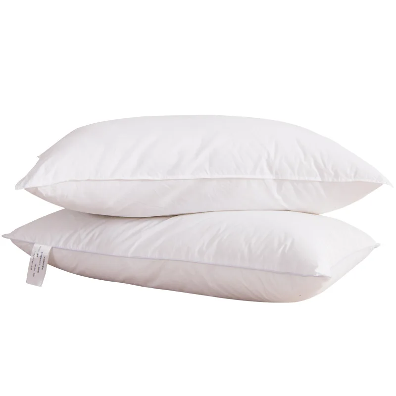 Hilton Hotel Cotton Weave Printing Stuffing Material Goose Feather Hotel Pillow With Label